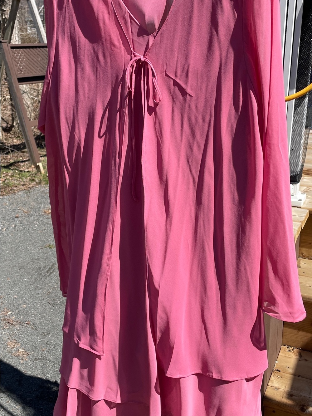 Draper's & Damon's Pink dress with matching sheer sweater.